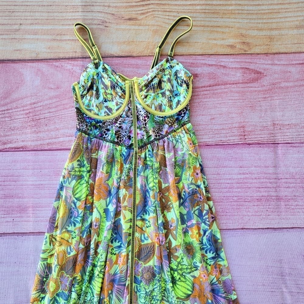 Maaji Honey Pot‎ Multicolor Floral Bustier High Slit Maxi Dress Medium - Picture 8 of 13